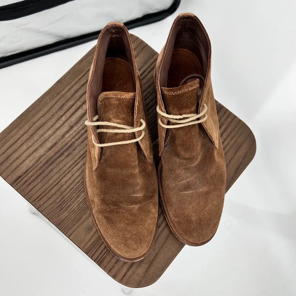 Johnston & Murphy J&M 1850 Two Tone Brown Suede Chukka Boots Made in Italy 9.5
